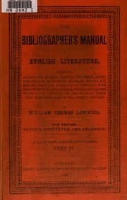 Tapa de The bibliographer's manual of English literature