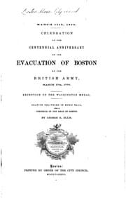 Tapa de Celebration of the Centennial Anniversary of the Evacuation of Boston by the British Army, March ...