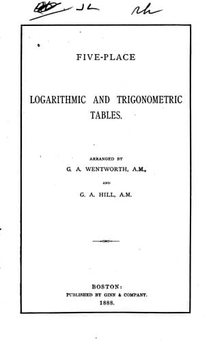 Tapa de Five-place Logarithmic and Trigonometric Tables