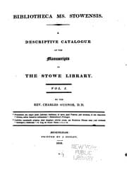 Tapa de Bibliotheca Ms. Stowensis: A Descriptive Catalogue of the Manuscripts in the Stowe Library