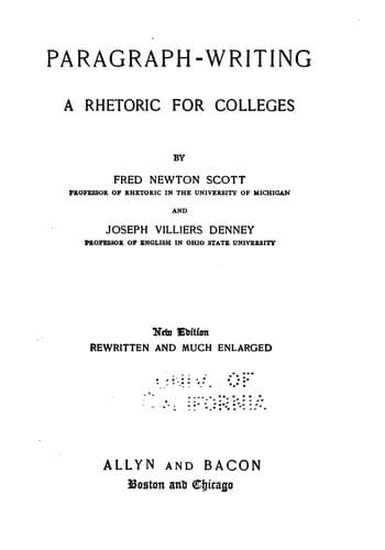 Tapa de Paragraph-writing: A Rhetoric for Colleges