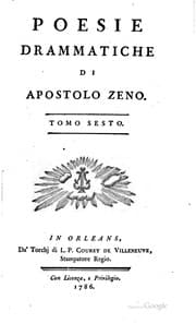 Tapa de Poesie drammatiche di Apostolo Zeno ...