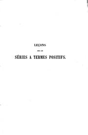 Tapa de Leçons sur les séries à termes positifs: professées au Collège de France