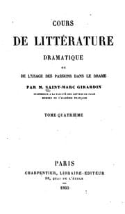 Tapa de Cours de littérature dramatique: ou, De l'usage des passions dans le drame