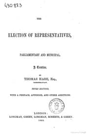 Tapa de The election of representatives, parliamentary and municipal. A treatise