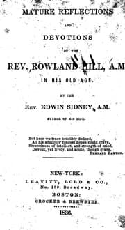 Tapa de Mature reflections and devotions of the Rev. Rowland Hill, A.M. in his old age