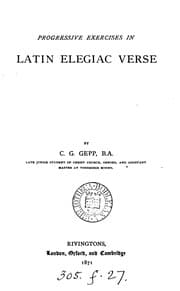 Tapa de PROGRESSIVE EXERCISES IN LATIN ELEGIAC VERSE