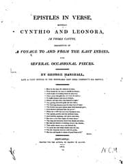Tapa de Epistles in Verse, Between Cynthio and Leonora: In Three Cantos, Descriptive of a Voyage to and ...