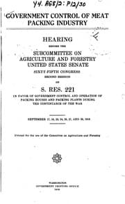 Tapa de Government Control of Meat Packing Industry: Hearing Before the Subcommittee ...