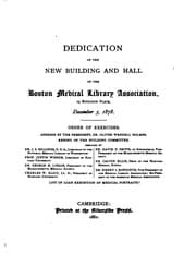 Tapa de Dedication of the new building and hall of the Boston Medical Library Association, 19 Boylston Place, December 3, 1878