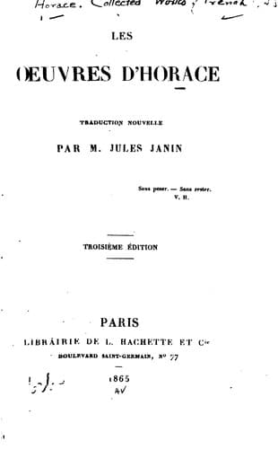 Tapa de Les oeuvres d'Horace