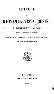 Tapa de Lettere di Giovambattista Busini a Benedetto Varchi sopra l'assedio di Firenze cor. ed ...