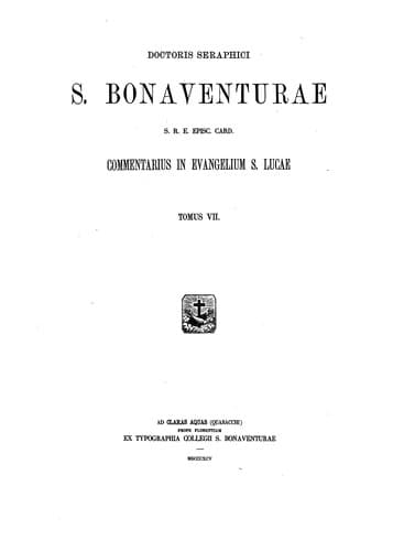 Tapa de Doctoris seraphici S. Bonaventurae ... Opera omnia: iussu et auctoritate R.P ...