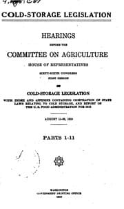 Tapa de Cold-storage Legislation, Hearings Before ..., 66-1 on ..., Index and ...
