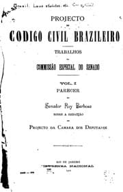 Tapa de Projecto de Codigo civil brazileiro