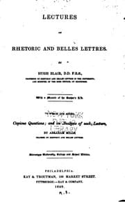 Tapa de Lectures on Rhetoric and Belles Lettres