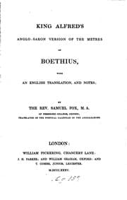 Tapa de King Alfred's Anglo-Saxon Version of the Metres of Boethius: With an English Translation, and Notes