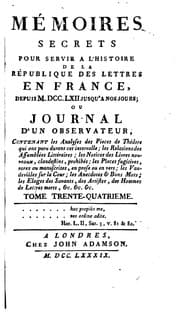 Tapa de Mémoires secrets pour servir à l'histoire de la république des lettres en ...