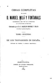 Tapa de Obras completas del doctor D. Manuel Milá y Fontanals