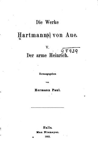 Tapa de Der arme Heinrich