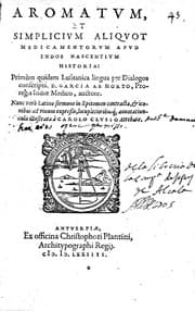 Tapa de Aromatum, et simplicium aliquot medicamentorum apud Indos nascentium ...