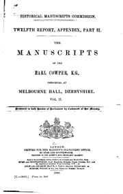 Tapa de The Manuscripts of the Earl Cowper, K. G.: Preserved at Melbourne Hall ...