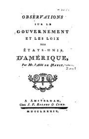 Tapa de Observations sur le gouvernement et les loix des États-Unis d'Amérique