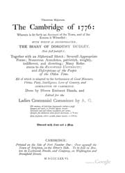 Tapa de Theatrum Majorum: The Cambridge of 1776, Wherein is Set Forth an Account of the Town, and of the ...