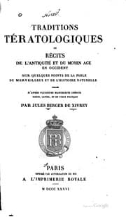 Tapa de Traditions tératologiques, ou, Récits de l'antiquité et du moyen âge en ...