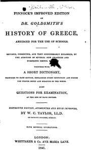 Tapa de Pinnock's Improved Edition of Dr. Goldsmith's History of Greece Abridged for ...