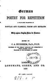 Tapa de German poetry for repetition, ed. by C.A. Buchheim