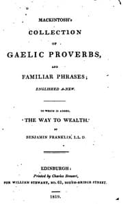 Tapa de Mackintosh's collection of Gaelic proverbs, and familiar phrases