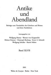 Tapa de Antike und Abendland. Beiträge zum Verständnis der Griechen und Römer und ihres Nachlebens. Jahrbuch 2001 - Band 47