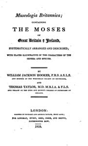 Tapa de Muscologia Britannica; containing the mosses of Great Britain & Ireland, by W.J. Hooker and T ...
