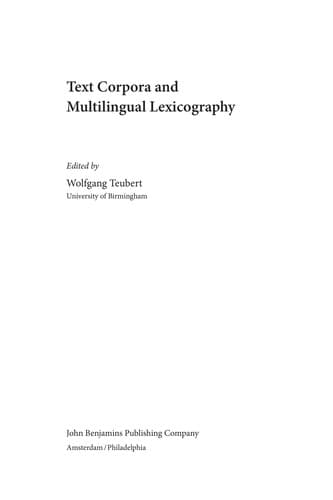 Tapa de Text corpora and multilingual lexicography