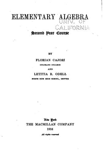 Tapa de Elementary Algebra: First[-second] Year Course