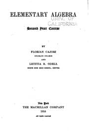 Tapa de Elementary Algebra: First[-second] Year Course