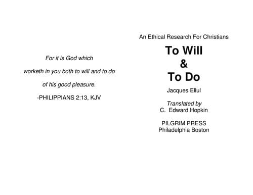 Tapa de To will & to do