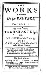 Tapa de The Works of Monsieur de La Bruyere ...