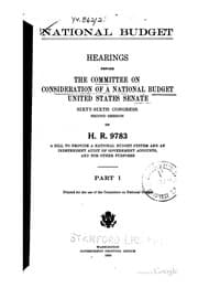 Tapa de National Budget: Hearings Before the Committee on Consideration of a National Budget, United ...