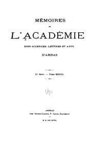 Tapa de Mémoires de l'académie des sciences, lettres et arts d'Arras