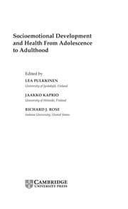 Tapa de Socioemotional development and health from adolescence to adulthood