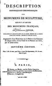 Tapa de Description historique et chronologique des monumens de sculpture réunis au ...