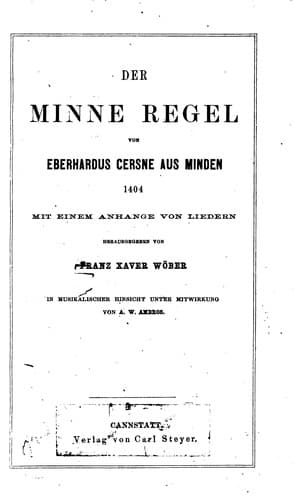 Tapa de Der Minne Regel