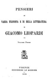 Tapa de Pensieri di varia filosofia e di bella letteratura di Giacomo Leopardi ...