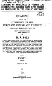 Tapa de Recording of mortgages on vessels and subordinating maritime liens upon vessels for necessaries to the liens of mortgages