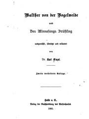 Tapa de Walther von der Vogelweide und des Minnesangs Frühling