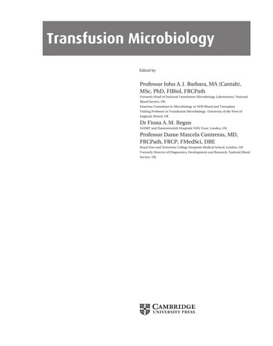 Tapa de Transfusion microbiology