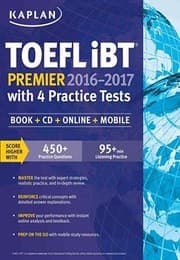 Tapa de Kaplan TOEFL iBT Premier 2016-2017 with 4 Practice Tests: Book + CD + Online + Mobile (Kaplan Test Prep)