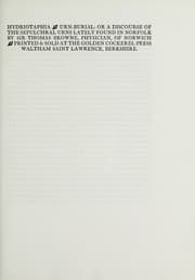 Tapa de Hydriotaphia, urn-burial, or, A discourse of the sepulchral urnes lately found in Norfolk